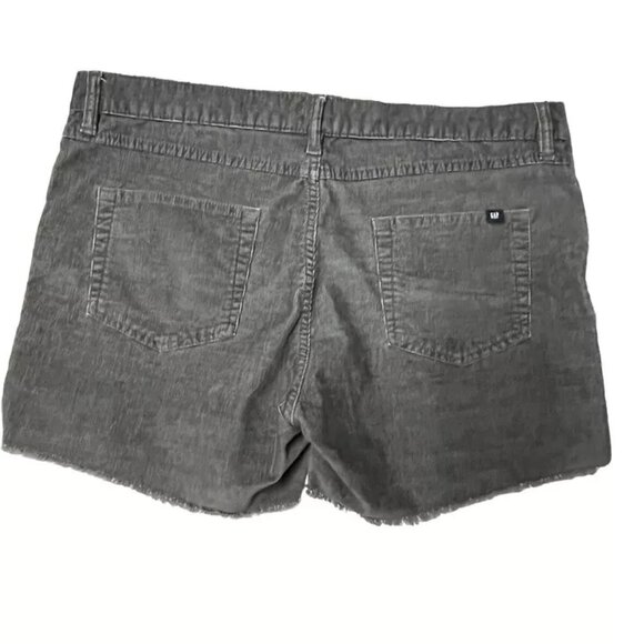 GAP Corduroy Shorts Women 14 Silver Bells Gray Fray Hem Stretch - Picture 4 of 9